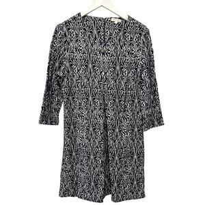 Tyler Boe Size Large Black White Brocade Euro Summer Work Boho Sweater Dress